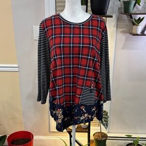 Westbound Plaid and Striped raglan Top size XLP